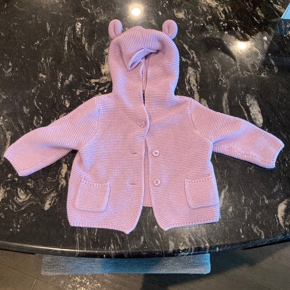 Baby Gap lavender sweater with hood size 6-12 months